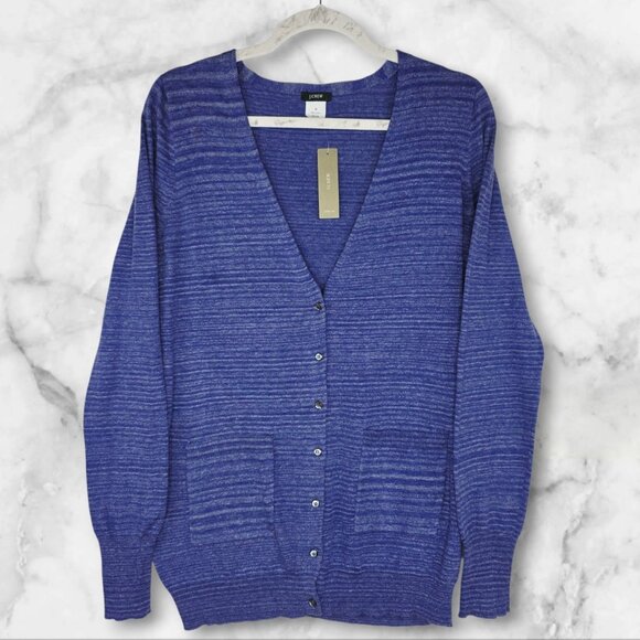 J. Crew Sweaters - J.CREW Women Blue 100% Cotton Long Sleeve Button-Down Cardigan Sweater Size M